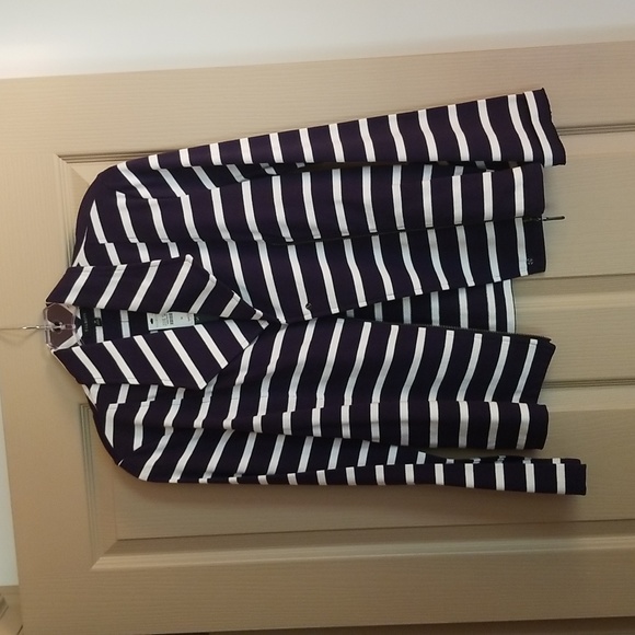 Talbots Navy Blue and White Striped Lightweight Cotton Jacket, NWT, Size M - Picture 1 of 6